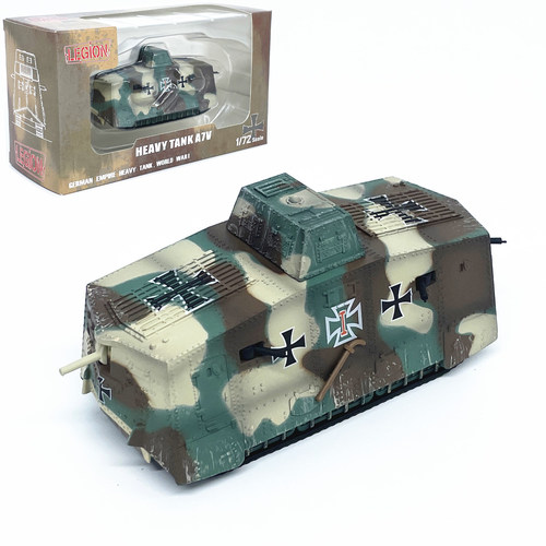 LEGION 1:72德国A7V一战装甲车模型合金三色迷彩静态仿真成品摆件