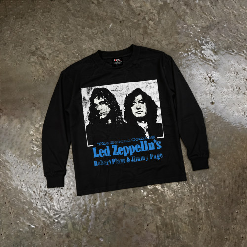 我不是姜 Led Zeppelin齐柏林战神乐队Vintage重磅水洗长袖T恤tee