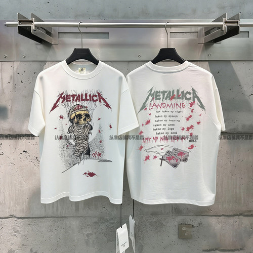 我不是姜Metallic金属摇滚乐队vintage美式复古阿Punk outfits短T