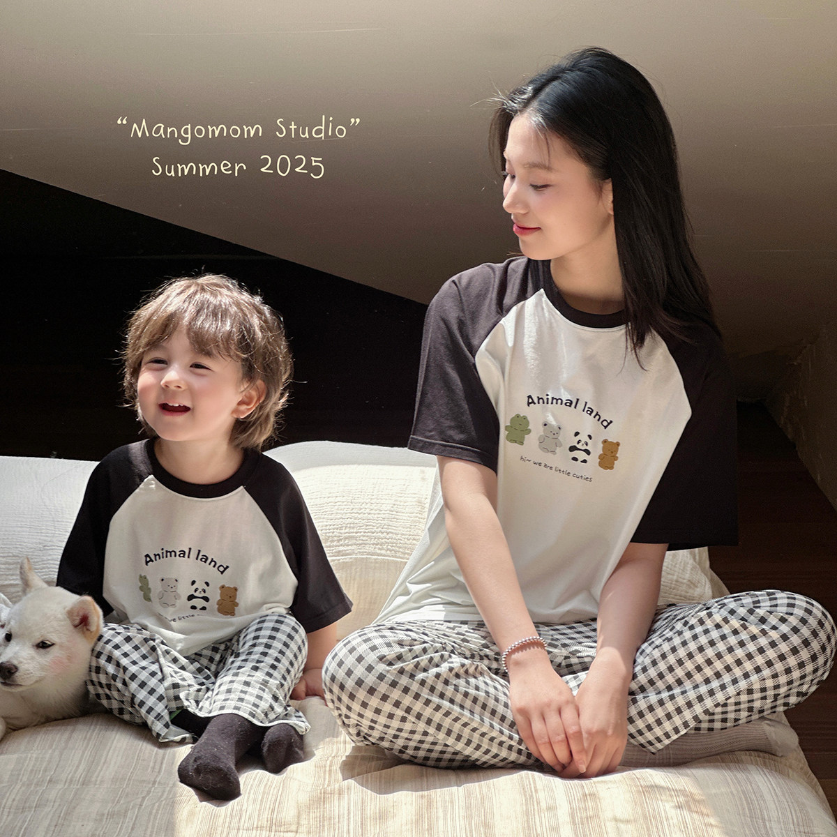 女童家居服套装居家吸湿排汗夏季卡通风一家三口薄款莫代尔纤维棉