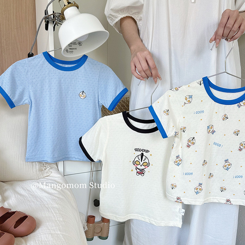 男女童三件装夏款半袖宝宝2026韩版新款撞色童装休闲短袖T恤夏装
