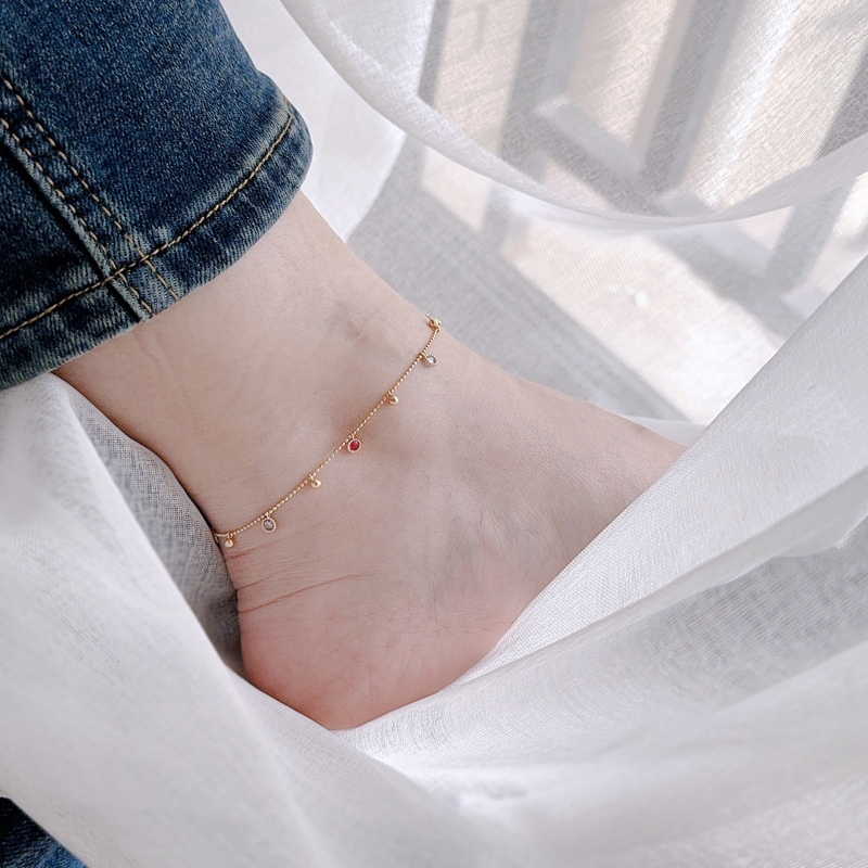 韓國純14K金米珠鏈腳裸鏈禮物