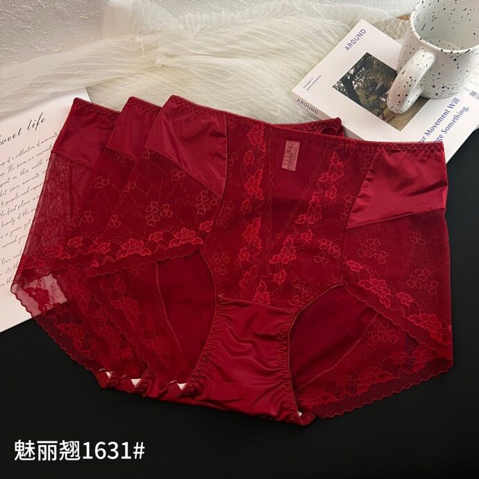 性感中腰蕾丝内裤女结婚内裤