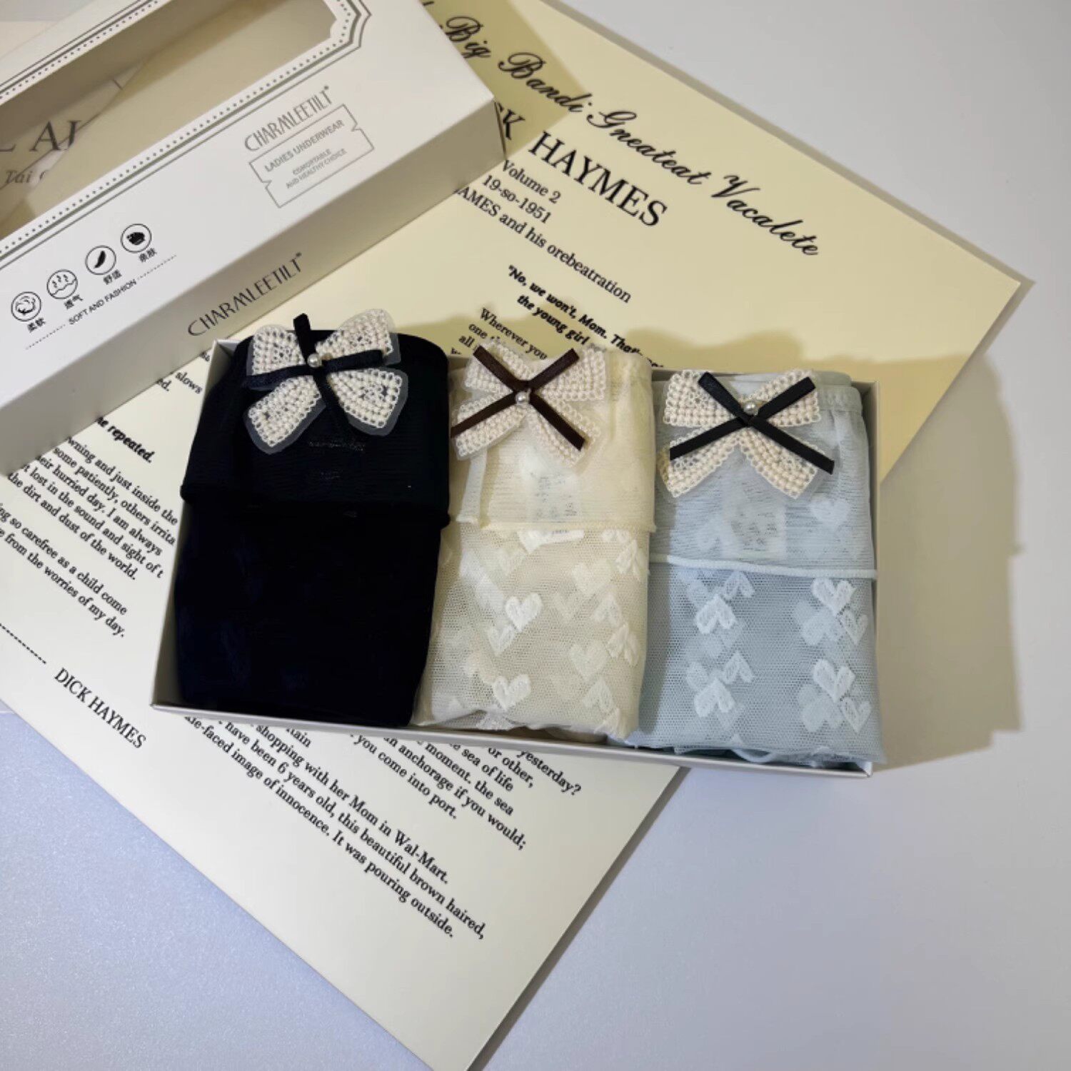 魅丽翘纯欲性感镂空蝴蝶结内裤子