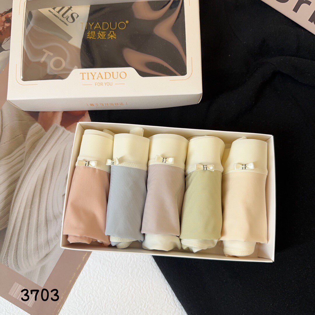 缇娅朵3703五条盒装莫代尔天丝棉女士中腰无痕边舒适三角裤短裤子