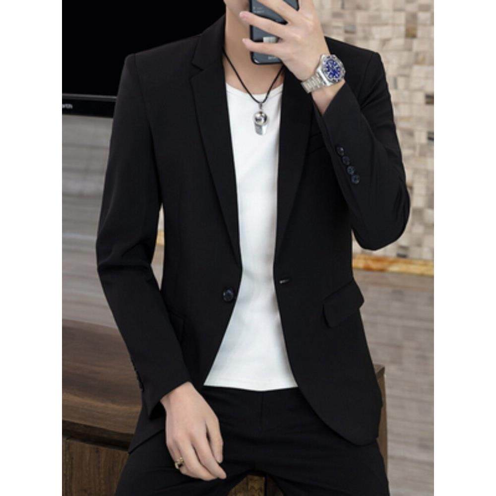 潮牌西服外套男士修身韩版潮流夹克春秋季百搭休闲单西男士小西装