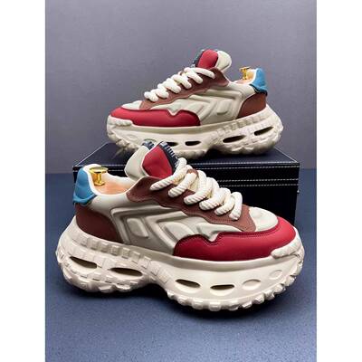 潮牌轮胎底男鞋春秋新款透气耐磨时尚老爹鞋厚底增高百搭运动潮鞋