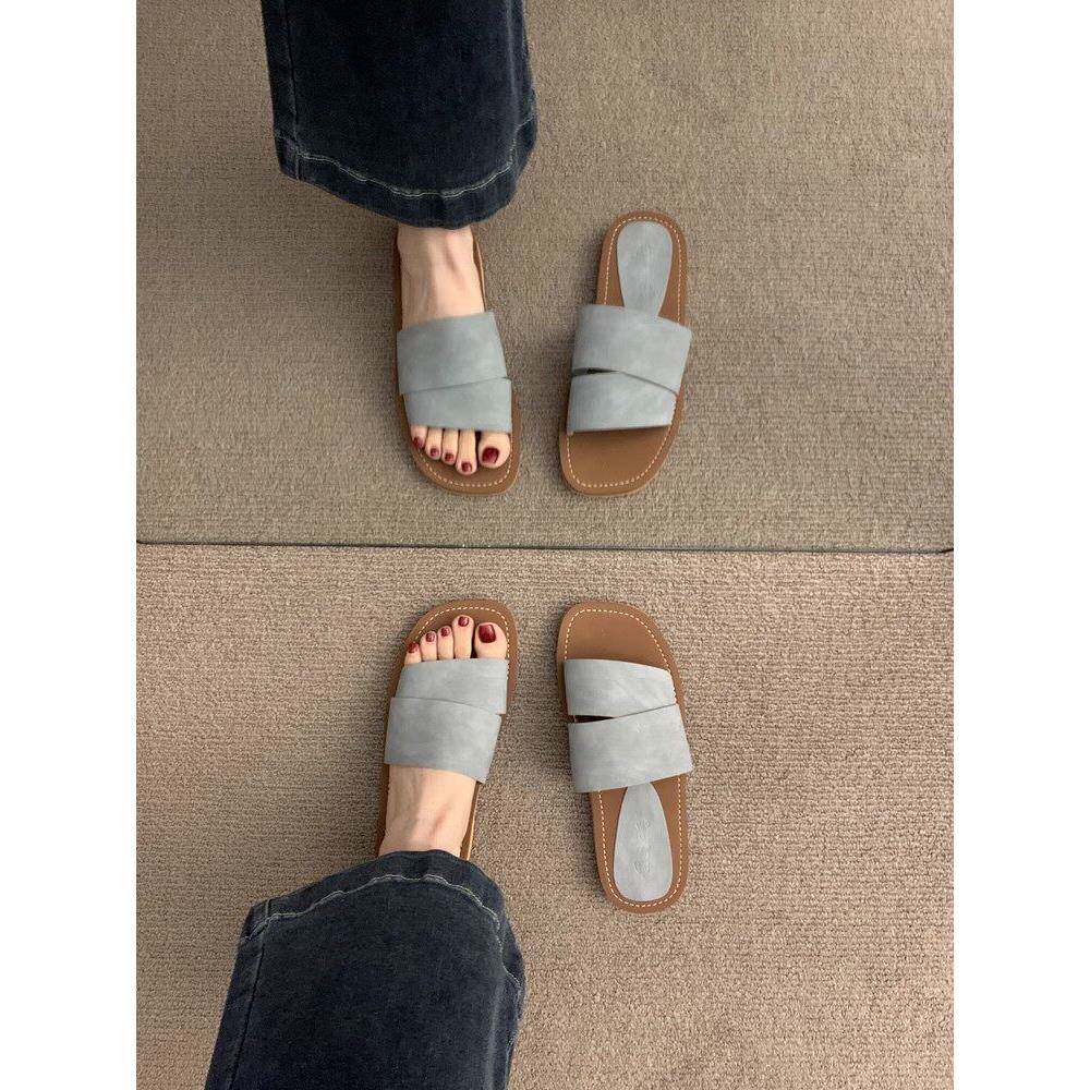 首尔街角~ITSK一字拖鞋女夏外穿方头平底软底沙滩凉拖