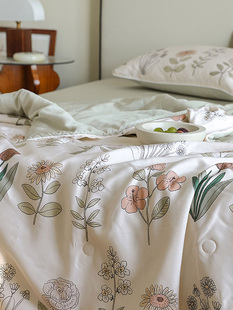 罗兰家纺100支莱赛尔田园天丝夏凉被夏季凉感空调房可水洗薄被子