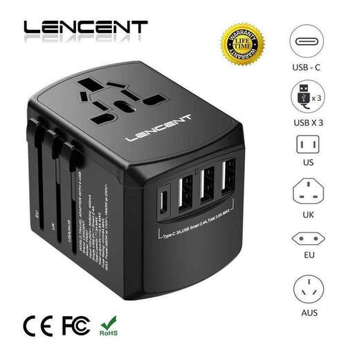 LENCENT Universal Travel Adapter Allinone Travel Charger