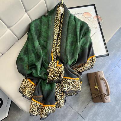 Fashion 2022 Women Scarf green Silk Scarves Shawls Wraps Fem