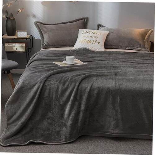 Solid Warm Blanket Soft Embossed Coral Fleece Blanket On Bed