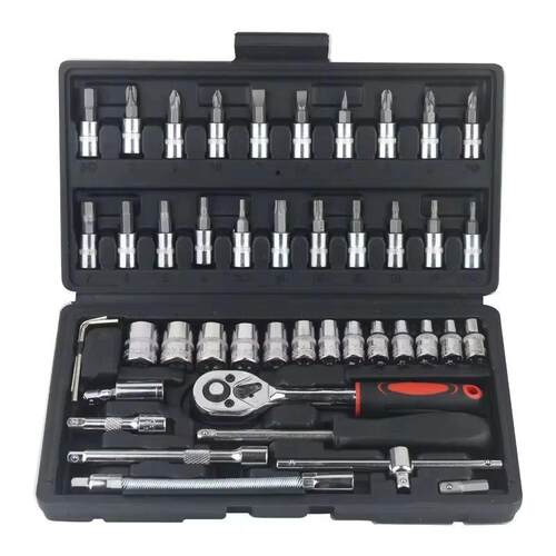 46pcs Car Repair Tool Kit 1/4Inch Socket Set Car Repair Too