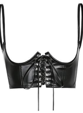 Women Fashion Sexy PU Leather Corset Goth Punk LaceUp Banda