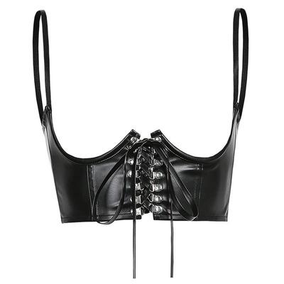 Women Fashion Sexy PU Leather Corset Goth Punk LaceUp Banda