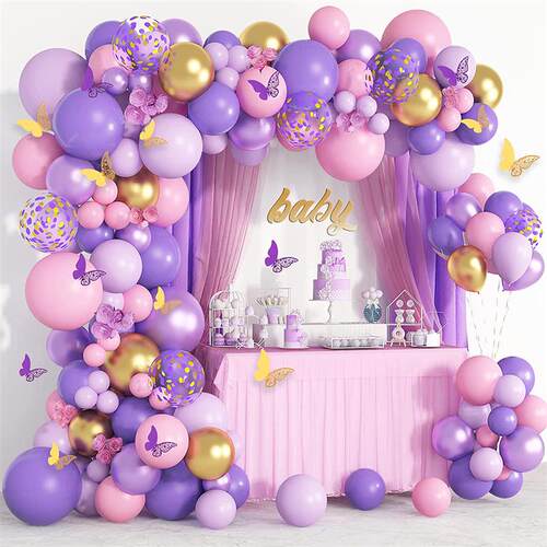 Butterfly Purple Balloon Garland Arch Kit Happy Birthday Par