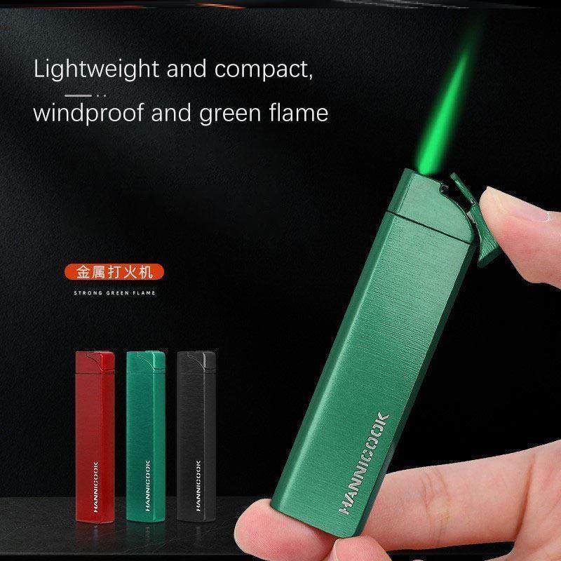 Ultrathin green flame straightthrough lighter cigar lighte