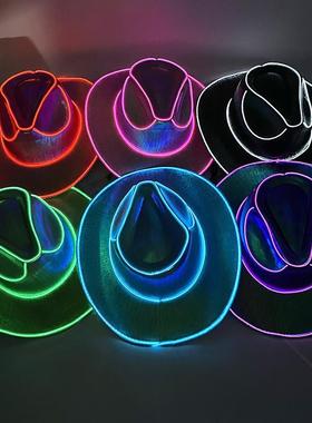 Wireless Disco Luminous Led Bride Cowgirl Hat Glowing Light