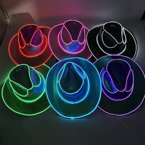 Wireless Disco Luminous Led Bride Cowgirl Hat Glowing Light