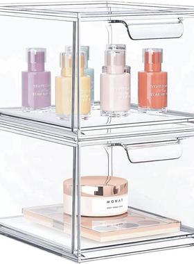Clear Stackable Storage Drawers Bathroom Makeup Organizer