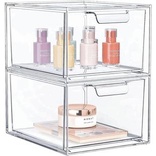 Clear Stackable Storage Drawers Bathroom Makeup Organizer