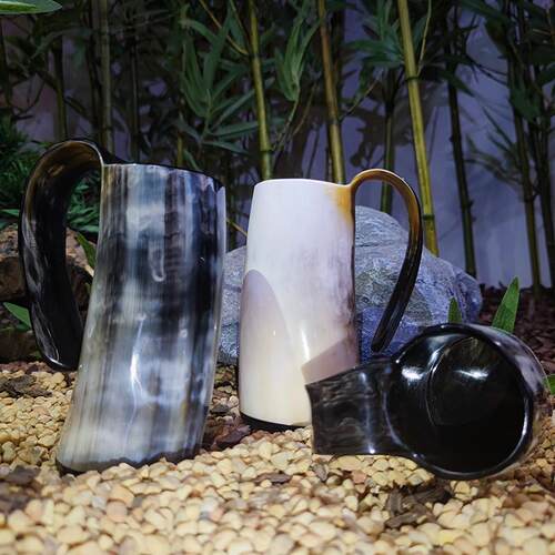 Handmade Ox Horn Mug Crafts Whiskey Shot Glasses Cup Wine Dr