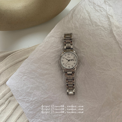 European Calendar Week Function Quartz Watch Retro Literary Simple Versatile Steel Band Watch European Single Inventory Special Price