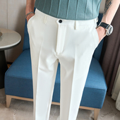 子春夏男款 西装 休闲西裤 白色九分裤 感修身 小脚男士 裤 0204w