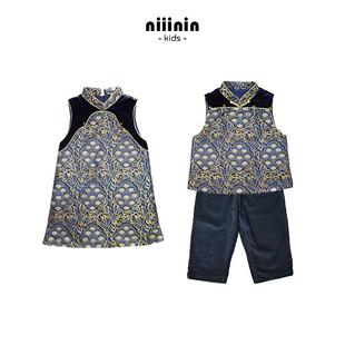 心若菩提丨儿童新款拜年服高品质织锦缎拼丝绒加棉马甲旗袍背心裙