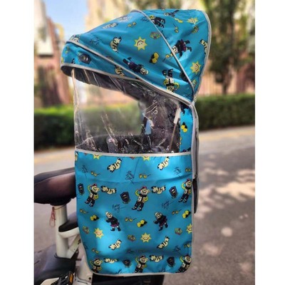 自行车儿童座椅秋冬季棉棚雨棚加棉保暖挡风棚电动车后座山地车蓬