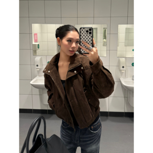 夹克男女宽松休闲潮流百搭时髦外套ins 复古廓形翻领工装 F383 美式