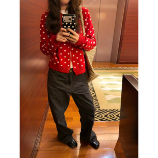 F383 美式复古美拉德棕色牛仔裤男女高街深色宽松直筒休闲裤子ins