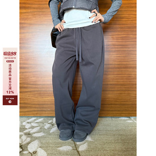 F383 美式复古宽松直筒运动休闲抽绳卫裤男女高级感简约百搭长裤