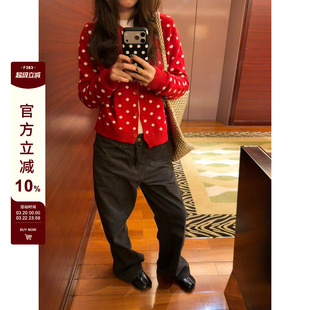 F383 美式复古美拉德棕色牛仔裤男女高街深色宽松直筒休闲裤子ins