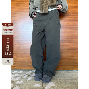 F383 美式复古水洗做旧直筒工装裤男女宽松休闲阔腿简约百搭长裤