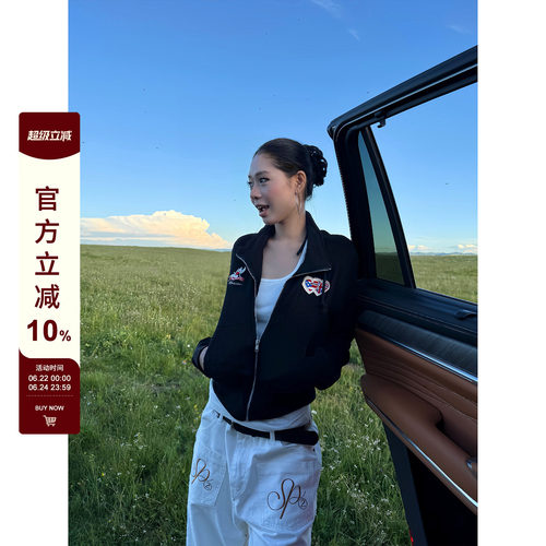 F383美式复古美拉德爱心刺绣外套