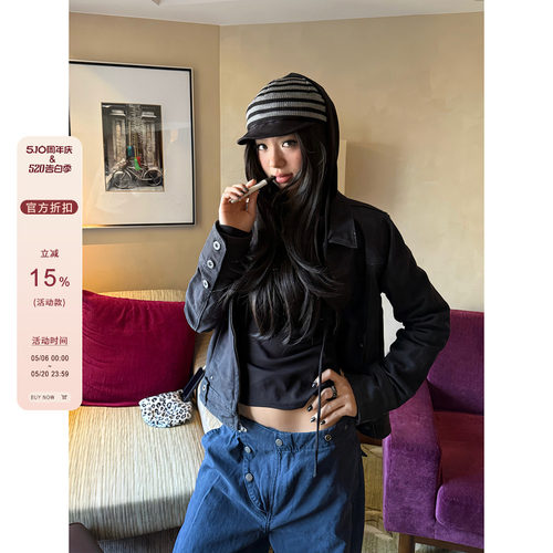 F383小众高街设计感翻领夹克
