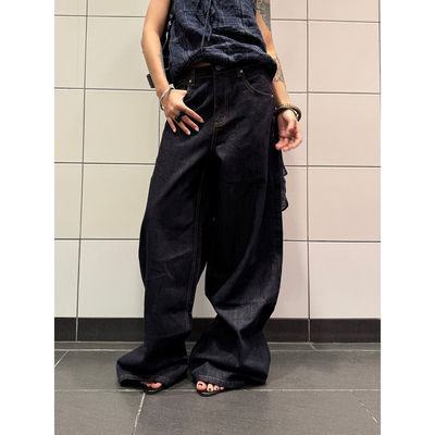 F383美式复古宽松牛仔裤