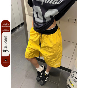 基础百搭简约男女 复古撞色拼接松紧腰抽绳运动短裤 F383 2025美式