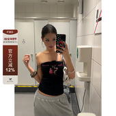 美式 复古抹胸背心夏季 女辣妹修身 F383 趣味印花显瘦百搭无袖 上衣