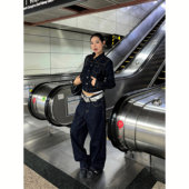 男女ins 复古原牛百搭宽松阔腿A字cleanfit牛仔长裤 F383 2026美式