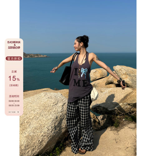 【F383】字母印花设计背心