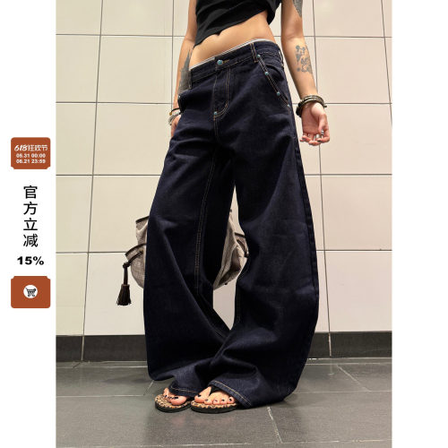 F383丹宁原色绿松石弯刀牛仔裤