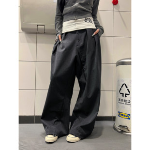 cleanfit风格 复古休闲垂坠感纽扣宽松休闲西裤 男女 2026美式 F383