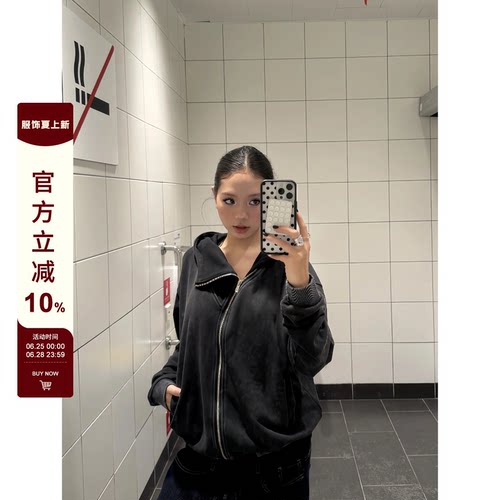F383水洗拉链卫衣连帽外套
