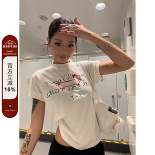 T恤百搭宽松休闲上衣女ins 复古腊肠狗印花正肩短袖 F383 2025美式