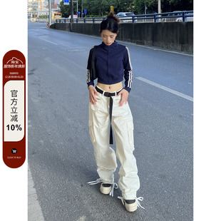 上衣ins 二色外套女潮牌运动休闲开衫 F383 2022AW国潮原创条纹短款