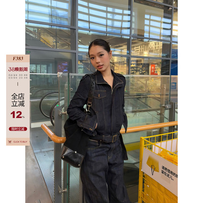 F383美式复古解构短款牛仔外套