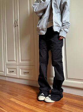 F383 2024美式cleanfit微喇叭修身显瘦裤脚开叉设计vibe长裤男女