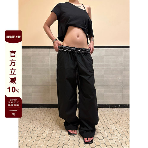 【F383】波点腰头休闲裤
